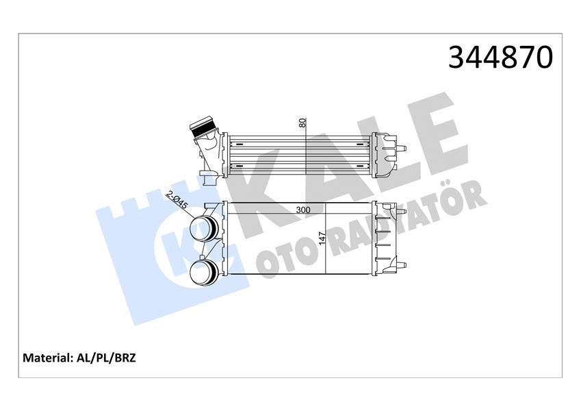 TURBO RADYATÖRÜ INTERCOOLER P308-P3008-P5008-PARTNER TEPEE-C4-DS4-BERLINGO III 300X150 AL/PL/BRZ-KALE-0384.N9-9800291280