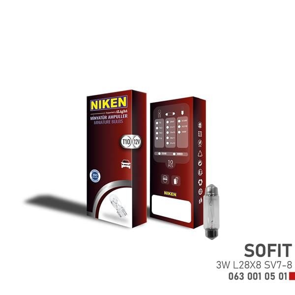NIKEN SOFIT AMPUL 3W L28X8 SV7-8 12V 10LU-NIKEN 0630010501