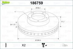 ÖN FREN AYNASI CORSA C - COMBO C 01 11 MERIVA A 03 10 TIGRA 04 09 260x24x4DL HAVALI-VALEO 186759-95526646-569000-9127967-9196050