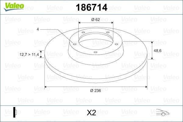 ÖN FREN AYNASI FAVORIT-FORMAN 1.3 93-95 236x12.8x4DL-VALEO 186714-115430212