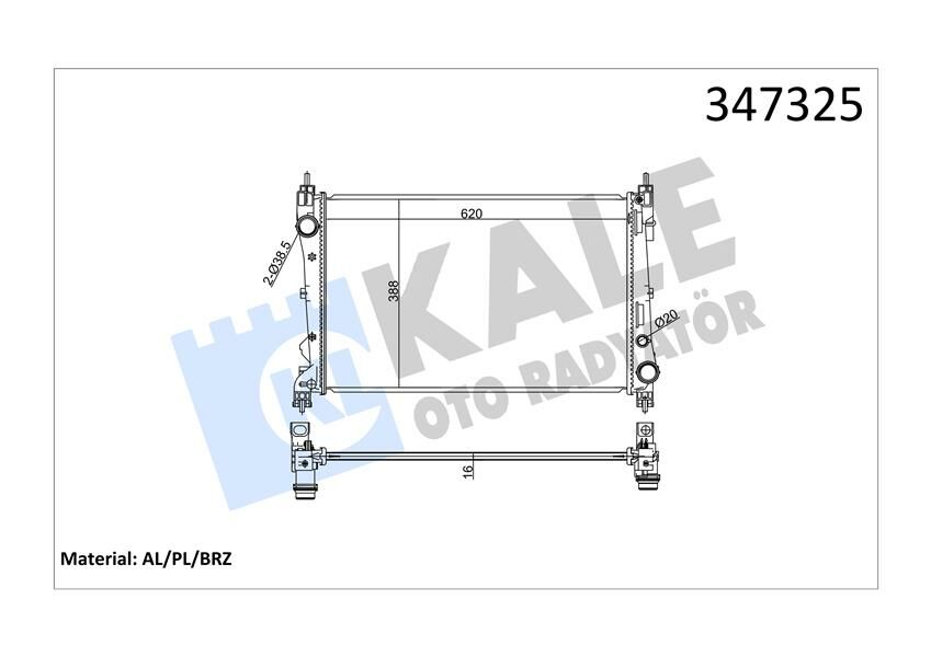 RADYATÖR DOBLO 1.4-1.3 DMTJ 10 COMBO 1.3 CDTİ 12 MEKANİK AC /- 620x400x16-KALE 347325-51812209-51938013-1300328-95510450