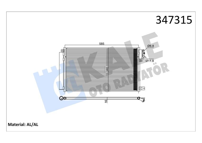 KONDANSER FIAT DOBLO 1.4 10 OPEL COMBO 12 ALFA ROMEO MITO 1.4 11-KALE 347315-50526514