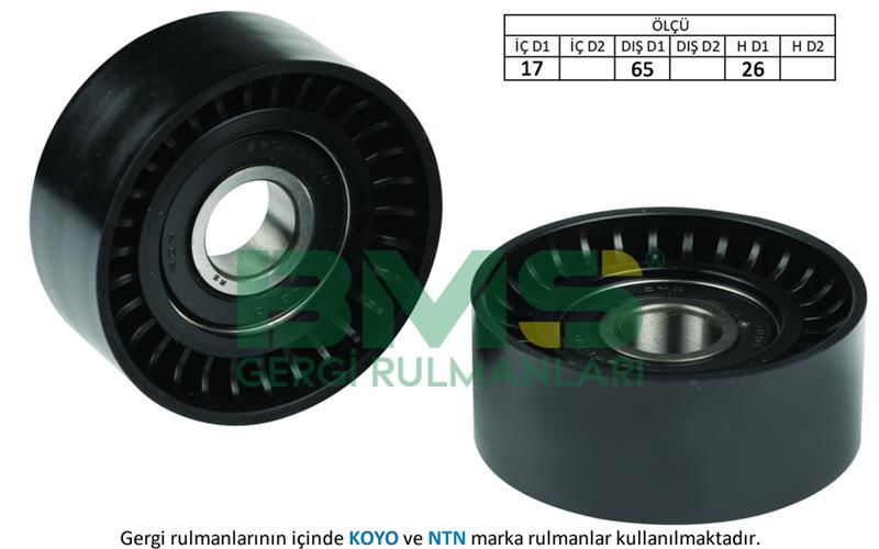 ALTERNATÖR GERGİ RULMANI ALFA 159 1.9 JTDM 05-11 PARTNER-206-CLIO-MEGANE-KANGOO 65x25x17 KAPAKSIZ-BMS 018-55195531-1613837980