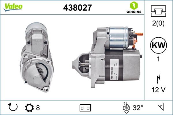 MARS MOTORU 12V 1.0kW 8 DIS MERCEDES W168 W169 W245 W414-VALEO 438027-A0041518501