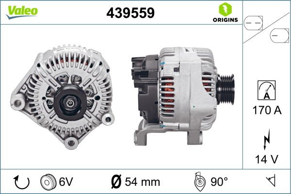 ALTERNATOR SARJ DINAMOSU 14V 170 A BMW S85 M5 E60 04 09 S85 M6 E64 06 10-VALEO 439559-12317836592-12317834160