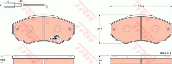 ÖN BALATA FİŞLİ DUCATO 02-06 BOXER 02-06 JUMPER 02-06 K.Ç TİP 1400 KG-TRW GDB1517-77362219-4252.42-4254.48