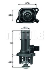 TERMOSTAT KOMPLE A3-CORDOBA-IBIZA III-OCTAVIA-BORA-GOLF IV-POLO-1.6 105C-MAHLE TI16.105-06A121114