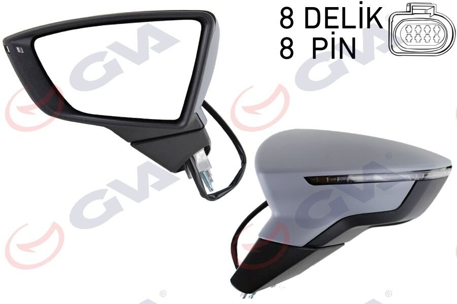 DIŞ DİKİZ AYNASI SOL LEON 12 ELEKTRİKLİ KATLANIR ISITMALI SENSÖRLÜ SİNYALLİ ASTARLI KONVEKS VM-367EBL-GVA 1061615-5F1857507P