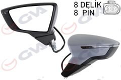 DIŞ DİKİZ AYNASI SOL LEON 12 ELEKTRİKLİ KATLANIR ISITMALI SENSÖRLÜ SİNYALLİ ASTARLI KONVEKS VM-367EBL-GVA 1061615-5F1857507P