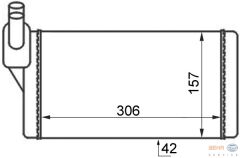 KALORİFER RADYATÖRÜ VW TRANSPORTER T4 1.9D-TD-2.0D-2.4D-2.5D-TD ARKA 306x157x42 AC /--MAHLE AH47000S-701819031A-701819031B