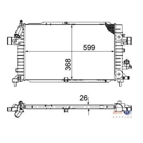 RADYATÖR ASTRA H 1.3-1.7-1.9 CDTİ 04 ZAFIRA 1.7-1.9 CDTI 05 AC KLİMASIZ-KLİMALI MEK 599x368x26-MAHLE CR920000P-13143570-1300269-13128925-1300271