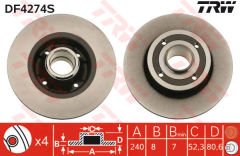 ARKA FREN AYNASI RENAULT MEGANE II 02 MODUS 04 CLIO III 05 240x82.5x4DELİK-TRW-7701207823-432005338R-8660001811