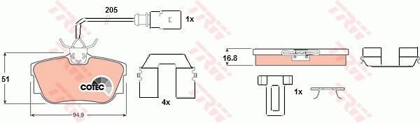 ARKA BALATA FİŞLİ TRANSPORTER T4-CARAVELLE 2.4 2.5 TDI 90-03 GDB1369-TRW GDB1369-7D0698451G-7D0698451J