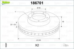 ÖN FREN AYNASI COROLLA 1.4 ie 16V 00-01 1.3 ie 16V 92-97 1.8 ie 16V 92-97 255x22x4DLxHAVALI-VALEO-4351212550-4351202040-94853004