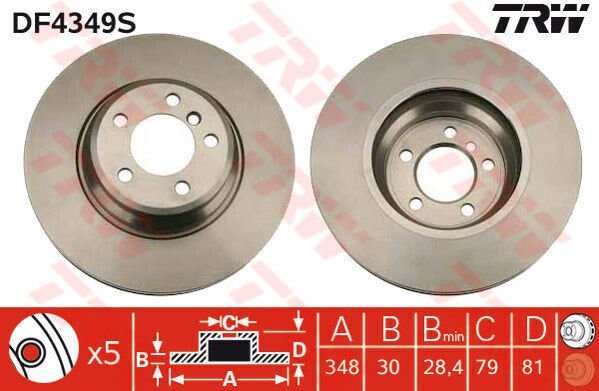 FREN DISKI ON BMW E65 E66-TRW DF4349S-34116750267-34116864057