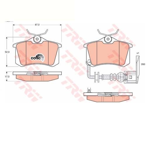 ARKA BALATA FLUENCE-MEGANE II-III-P207-P308-P307-PARTNER-BERLINGO-C2-C3-C4-CROSSLAND- BORA-PASSAT 97 GOLF IV-V-POLO 87x52.9x17-TRW-1J0698451P-440605713R-1623180580
