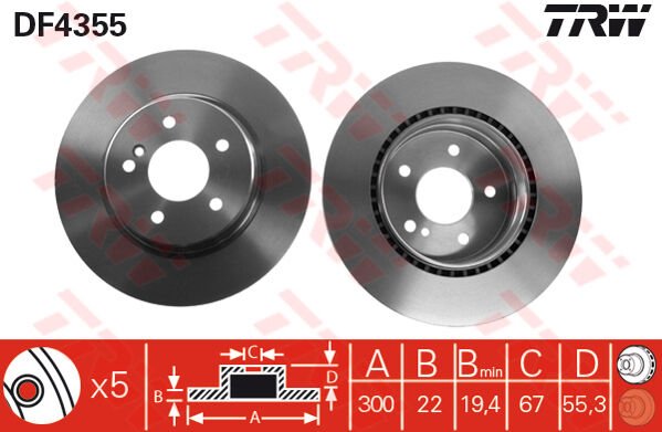 FREN DISKI ARKA MERCEDES W202 W203 CL203 S203 C208 C209 A208 A209 W210 R170-TRW DF4355-A2104230812