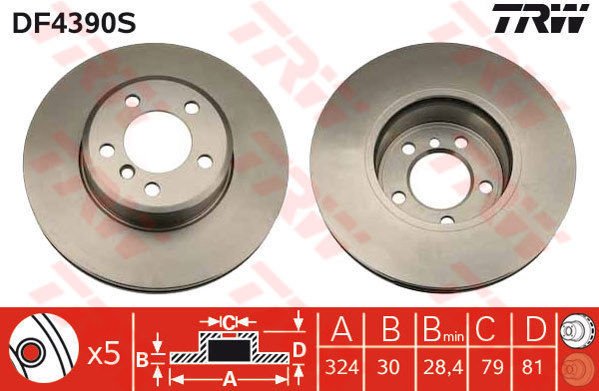FREN DISKI ON ADET BMW E65 E66 02 08-TRW DF4390S-34116864049