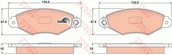 ÖN BALATA KNG 1.9D 97-03 -KNG 1.5DCİ 01-10 -XSARA 1.4İ-1.5D 97-05 130.8x47.4x18 7701206811-4251.66-4106000QAG-4251.69-TRW GDB1321-7701208142-7701205996-7701205513