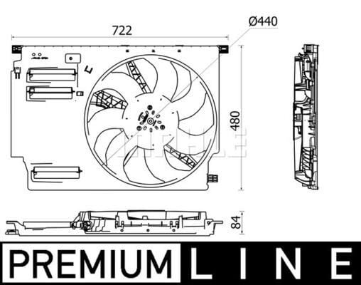 KOMPLE FAN 600 W 12 V BMW F45 F48 F39 MINI F60 PREMIUM LINE-MAHLE CFF532000P-17427646410