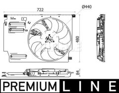 KOMPLE FAN 600 W 12 V BMW F45 F48 F39 MINI F60 PREMIUM LINE-MAHLE CFF532000P-17427646410