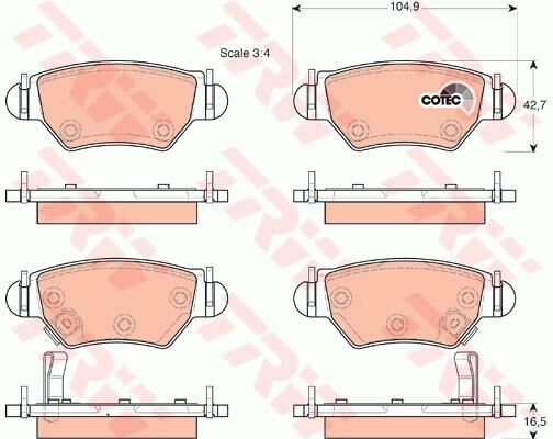 ARKA BALATA ASTRA F 98/00 ASTRA G 98/05 ZAFIRA 98-05-TRW-1605093-1605105-1605037