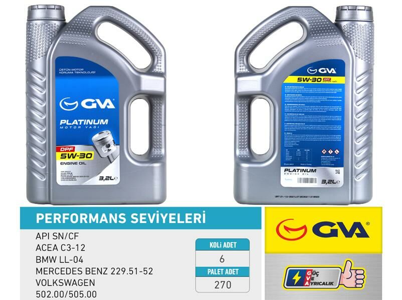MOTOR YAĞI 5W30 3.2 LT PLATINUM PARTİKÜLLÜ-DPF TAM SENTETİK API SN/CF-GVA 9920158-5W30-55175990