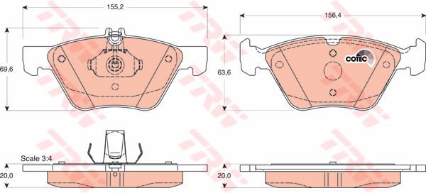 FREN BALATASI ON MERCEDES W210 W211 S211 C208 A208-TRW GDB1215-A0044200720