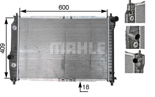 SU RADYATÖRÜ CHEVROLET AVEO-KALOS 1.4 OTOMATİK AL/PL/BRZ 600x418x16-MAHLE-96536524-96816482-96536526