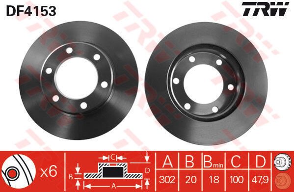 ÖN FREN AYNASI LAND CRUISER 81-88 302x20x18xHAVALI-TRW-4351235220-4351260100