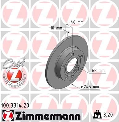 ARKA FREN AYNASI AUDI A4 8E2.B6 11/00 A4 Avant 8E5.B6 09/01 SEAT EXEO 09 245x9.9x10DL 986478986-DF4186-ZIMMERMANN-8E0615601B-8E0615601P