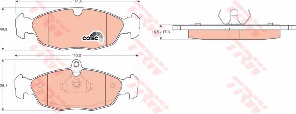 ÖN BALATA ASTRA F-CORSA A B -VECTRA A-TIGRA- 94-00 COMBO 1.4-1.6i-1.7 D 92-00 GDB1040-TRW GDB1040-1605907-1605881-1605087-WVA20547