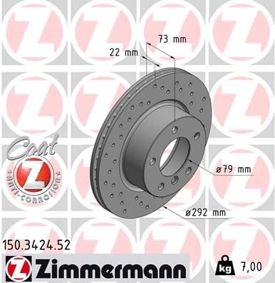 FREN DISKI ON BMW E81 E82 E87 E88 E90 HAVALI DELIKLI-ZIMMERMANN-34116854997