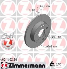 FREN DISKI ON MERCEDES 190 W201 85 93-ZIMMERMANN-A2014211212