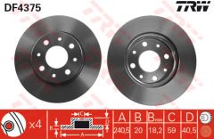 ON FREN DISKI FIAT 500 08 500C 09 PANDA 12 FORD KA 1.3 TDCİ 09 0.9-1.2-1.4-1.3DMTJ 240.5-TRW-46788929-51742727