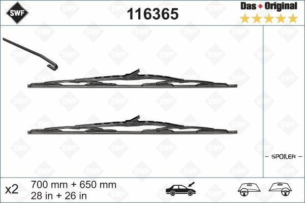 SILECEK SUPURGESI TAKIMI 700mm / 650mm MERCEDES VITO W639 03 SWF-VALEO 116365-A0018204345