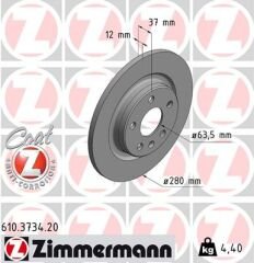 ARKA FREN AYNASI ADET VOLVO XC40 2017 2020 CAP 280 X5 BJN 0986479F41-ZIMMERMANN-31471476