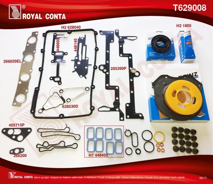 MOTOR TAKIM CONTA REINZ KEÇ. SUBP.LASTİK SKC SİZ TRANSIT V348 11 14 V363 14 RANGER 12 2.2TDCI 155PS EURO5 A.CEKER-ROYAL T629008-BK3Q6008AAT-T229389