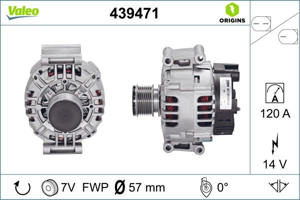 ALTERNATOR 14V 120A MERCEDES W203 S203 CL203 C209 A209 W211 R171-VALEO 439471-A2711540902