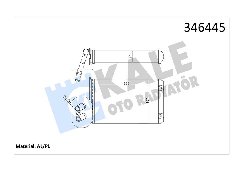 KALORİFER RADYATÖRÜ VW TRANSPORTER T4 1.9D-TD-2.0D-2.4D-2.5D-TD ÖN 234x157x42 AC-KALE-701820031
