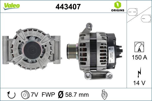 ALTERNATOR 12V 150A TRANSIT V348-V347 2.2 TDCI 11 14 TRANSIT V363 14 17 RANGER 2.2 TKE 11-VALEO 443407-CC1T10300CD-2321309-1889372