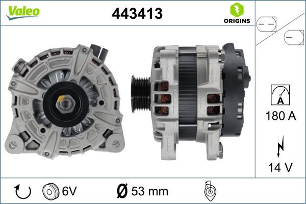 ALTERNATOR 180 A 14 V DEFENDER L663 RANGE ROVER EVOQUE L551 L538 R.R VELAR L560 JAGUAR E-PACE X540 F-PACE X761 XE X760 XF II X260 XF SPORTBRAKE X260-VALEO 443413-LR079255-T2H18582-LR095232