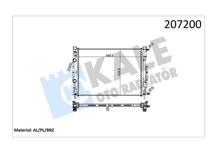 MOTOR SU RADYATÖRÜ RENAULT MEGANE II 02 SCENIC 03 1.5-1.9DCİ/1.4-1.6-2.0 16V AC KLİMASIZ MEK 590x455x32 1 SIRA ALB-KALE-8200357536-8200115542