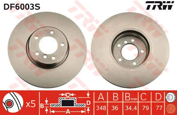FREN DISKI ON ADET BMW E60 E61 E63 E64-TRW DF6003S-34116779467