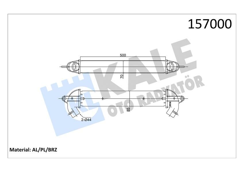 TURBO RADYATÖRÜ INTERCOOLER DOBLO 1.9 JTD 01 500x70x85 AL AL SİSTEM-KALE 010CAC010-51718953-46849068-46779532
