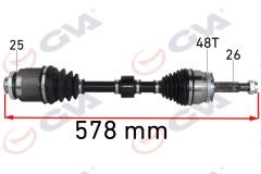 KOMPLE AKS SAĞ GETZ 1.5 CRDİ 03-09 ABS Lİ 48DİŞ 578mm-GVA 4491151-495001C510
