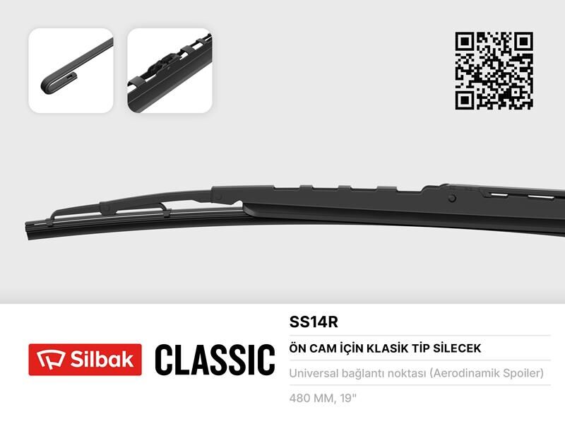 SİLECEK SÜPÜRGESİ 480MM RÜZGARLIKLI ÜNİVERSAL FORD FIESTA 3-4-OPEL VECTRA A-B-SILBAK SS14R