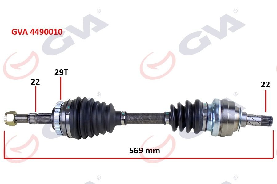 KOMPLE AKS SOL CORSA B 1.2i 16V 93-00 ABS Lİ 569mm 29DİŞ-GVA 4490010-374222-26029828-93192081-374366
