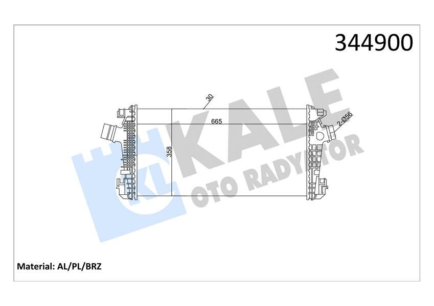 TURBO RADYATÖRÜ INTERCOOLER ASTRA J-CRUZE J300-J305-J308 -ZAFIRA TOURER C AL/PL/BRZ 665x35-KALE 344900-13267647-1302133-CY13267647