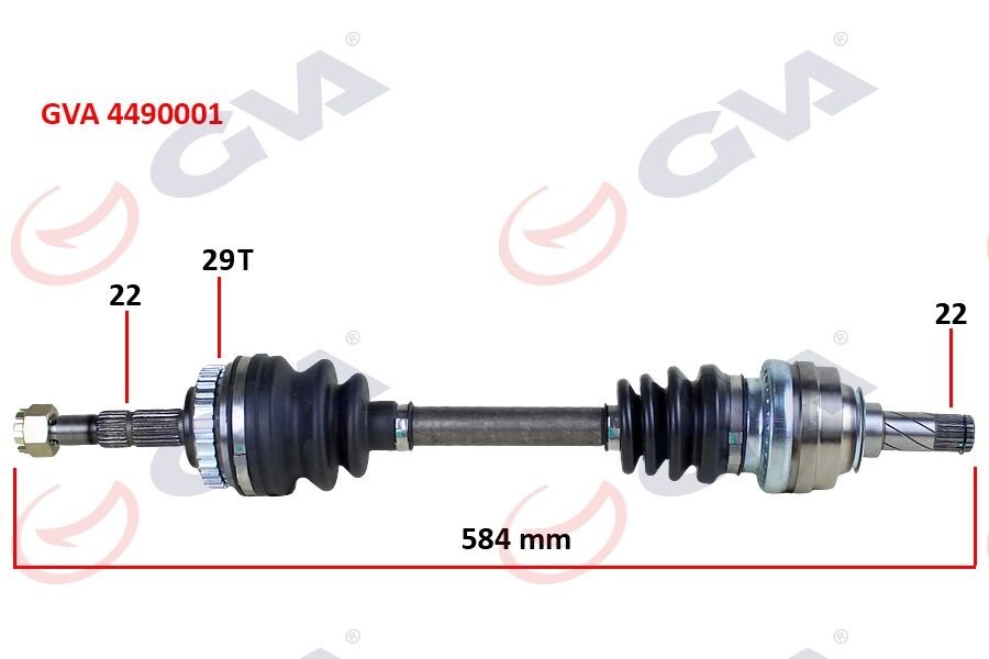 KOMPLE AKS SOL ASTRA F-VECTRA A 1.4i-1.6 16V 92-98 ABS LI 29 DİŞ 584mm-GVA 4490001-374178-90350865-90444327